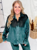 Green Velvet Classic Button Up Blouse - Whiskey Skies - SOUTHERN GRACE