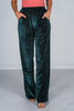 Green Velvet Straight - Leg Pants - Whiskey Skies - SOUTHERN GRACE