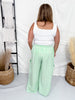 Green & White Striped Wide Leg Lounge Pants - Whiskey Skies - ODDI