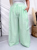Green & White Striped Wide Leg Lounge Pants - Whiskey Skies - ODDI