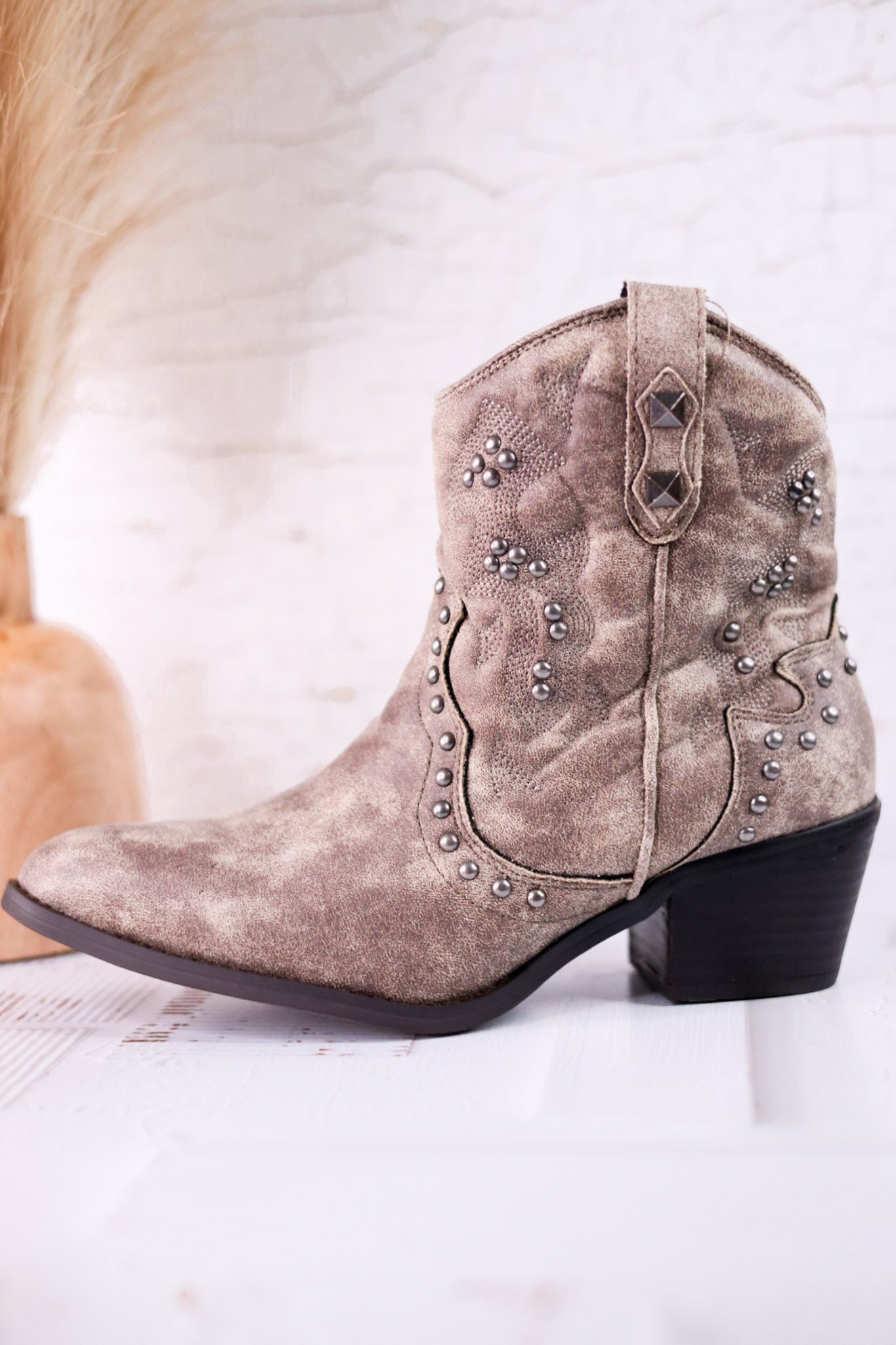 Grey Bonnie Ankle Boots - Whiskey Skies - VERY G