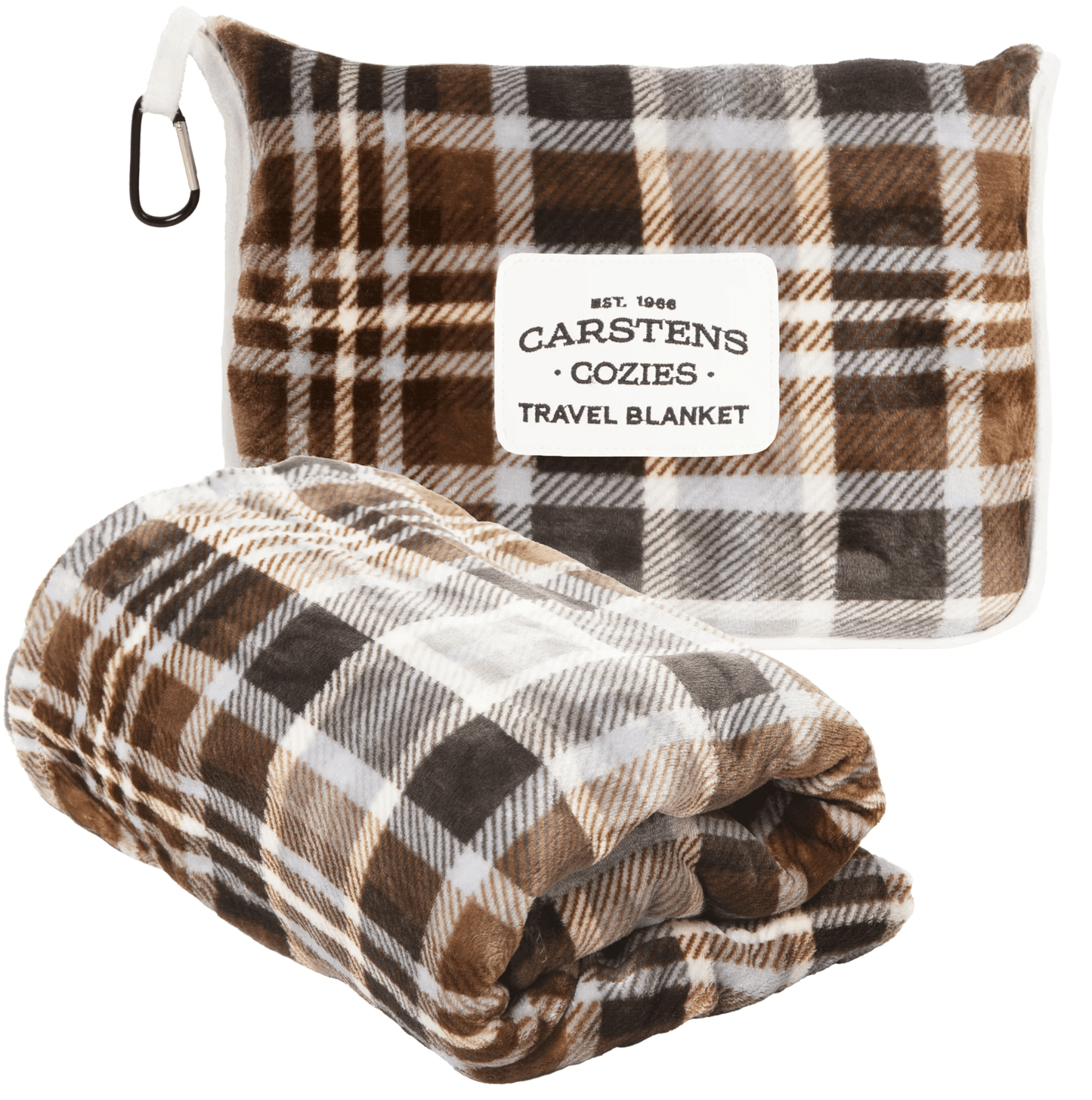 Grey & Chestnut Plaid Travel Blanket - Whiskey Skies - CARSTEN'S ENTERPRISES INC.