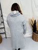 Grey Hooded Cardigan with Side Slit - Whiskey Skies - DAVI & DANI