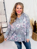 Grey Lightweight Hoodie with Purple and Blue Florals - Whiskey Skies - DEAR SCARLETT