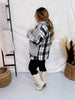 Grey Plaid Color Block Hoodie - Whiskey Skies - DAVI & DANI