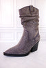 Grey Rhinestone Scrunchy Pull On Boots - Whiskey Skies - VERY G