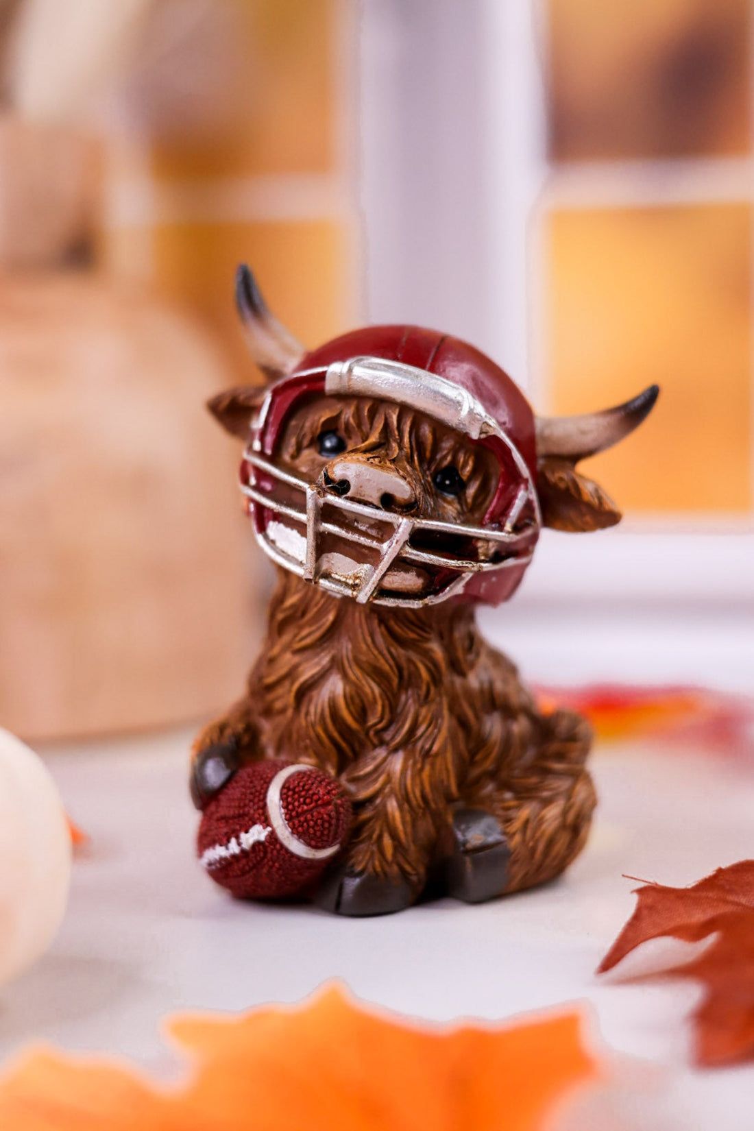Gridiron Highland Cow Football Resin Sitters (Three Styles) - Whiskey Skies - HANNA'S HANDIWORKS