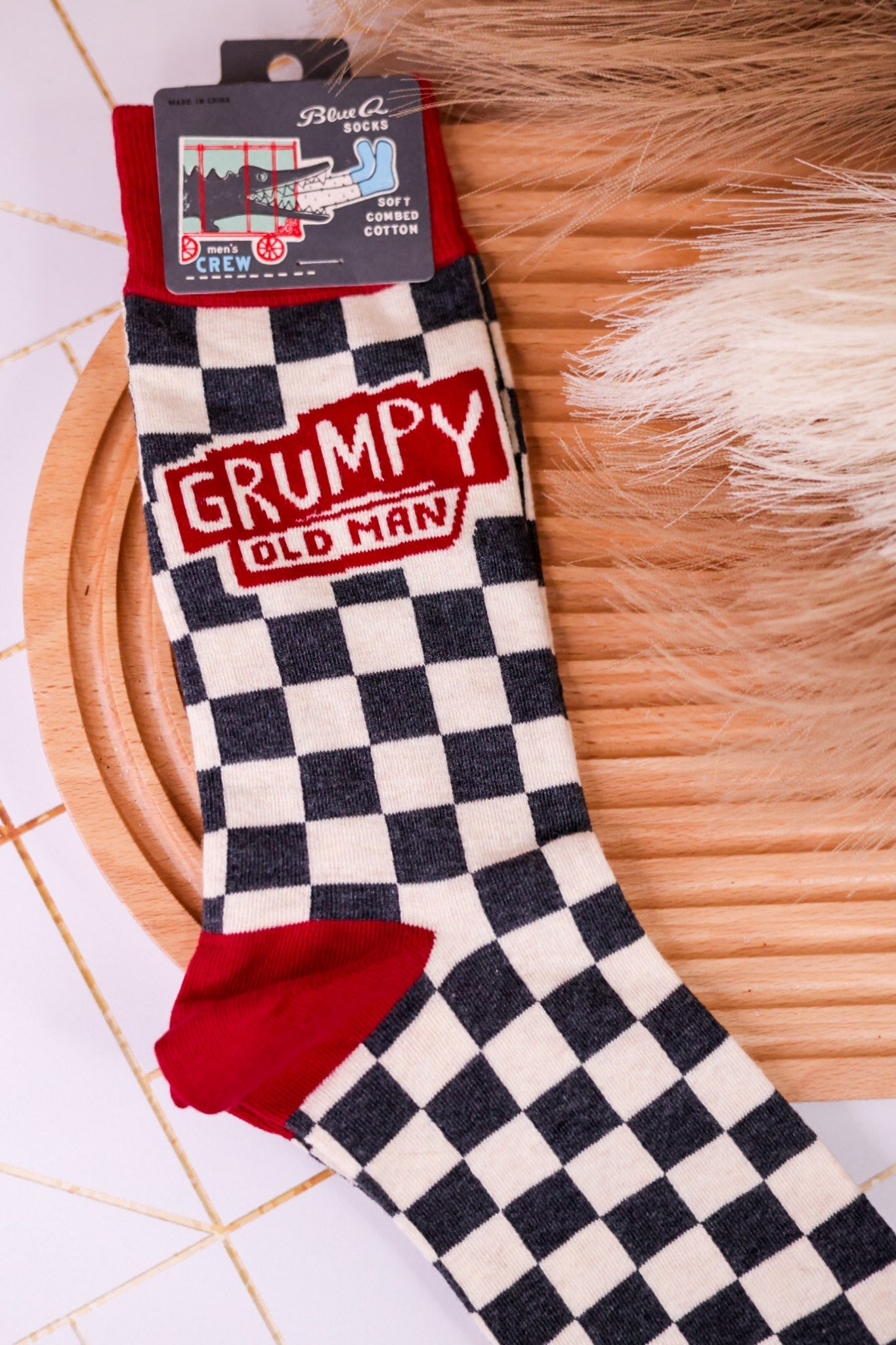 "Grumpy Old Man" Men's Crew Socks - Whiskey Skies - BLUE Q