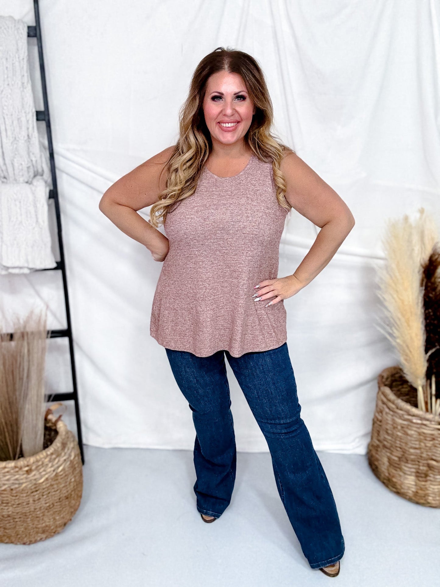 Hacci Striped Cardigan & Tank Top Set (5 Colors) - Whiskey Skies - DEAR SCARLETT