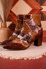 Hair - On Hide Boots with Turquoise Buckle Detail - Whiskey Skies - MYRA BAGS