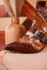 Hair - On Hide Boots with Turquoise Buckle Detail - Whiskey Skies - MYRA BAGS