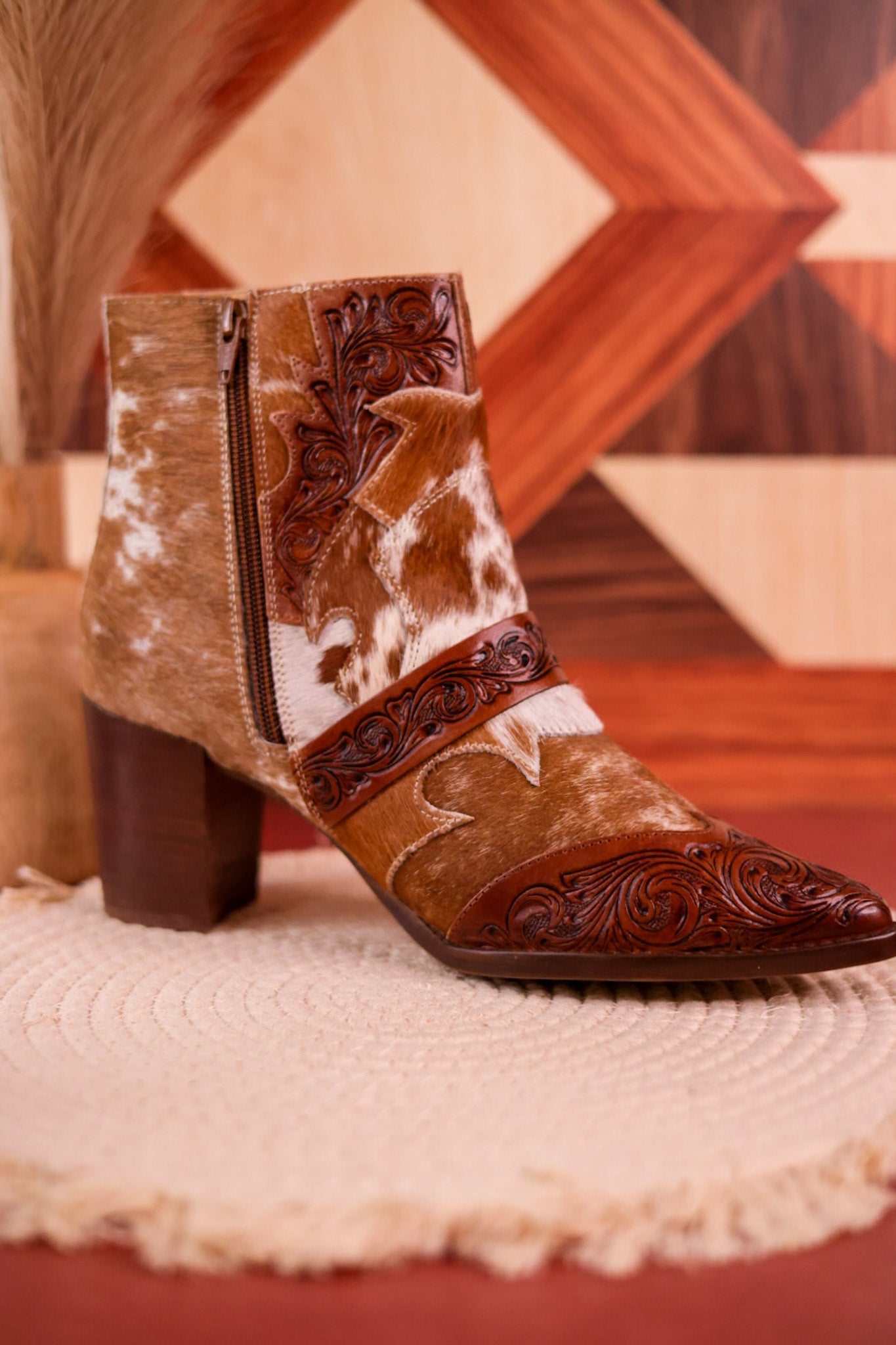 Hair - On Hide Boots with Turquoise Buckle Detail - Whiskey Skies - MYRA BAGS