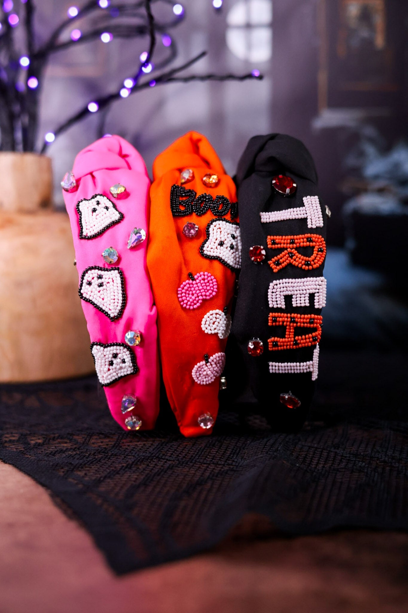 Halloween Beaded Headband (3 Colors) - Whiskey Skies - MUD PIE