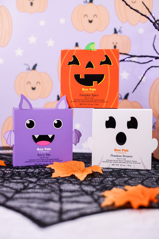 Halloween Boo Pals Body Wash Buffers (3 Scents) - Whiskey Skies - SPONGELLE