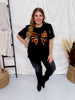 Halloween Bow Sequin Puff Sleeve Top - Whiskey Skies - SOUTHERN GRACE