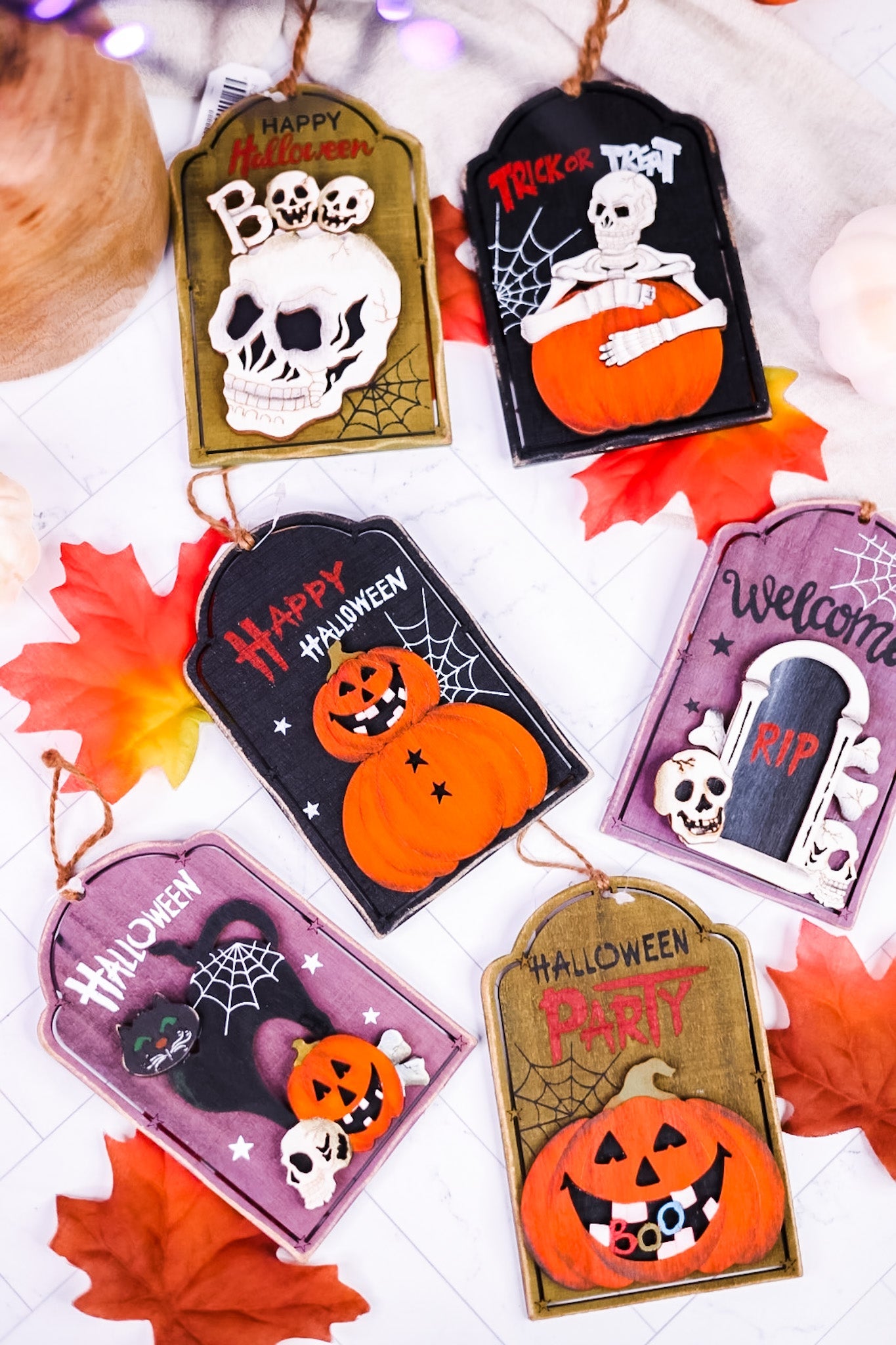 Halloween Tag Ornaments (6 Styles) - Whiskey Skies - HANNA'S HANDIWORKS