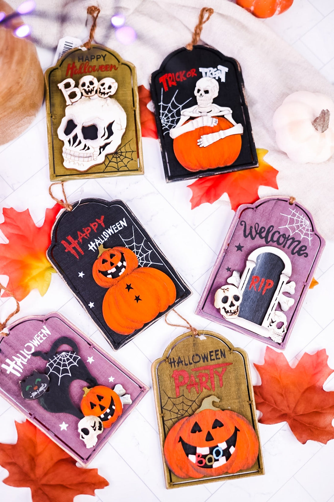 Halloween Tag Ornaments (6 Styles) - Whiskey Skies - HANNA'S HANDIWORKS