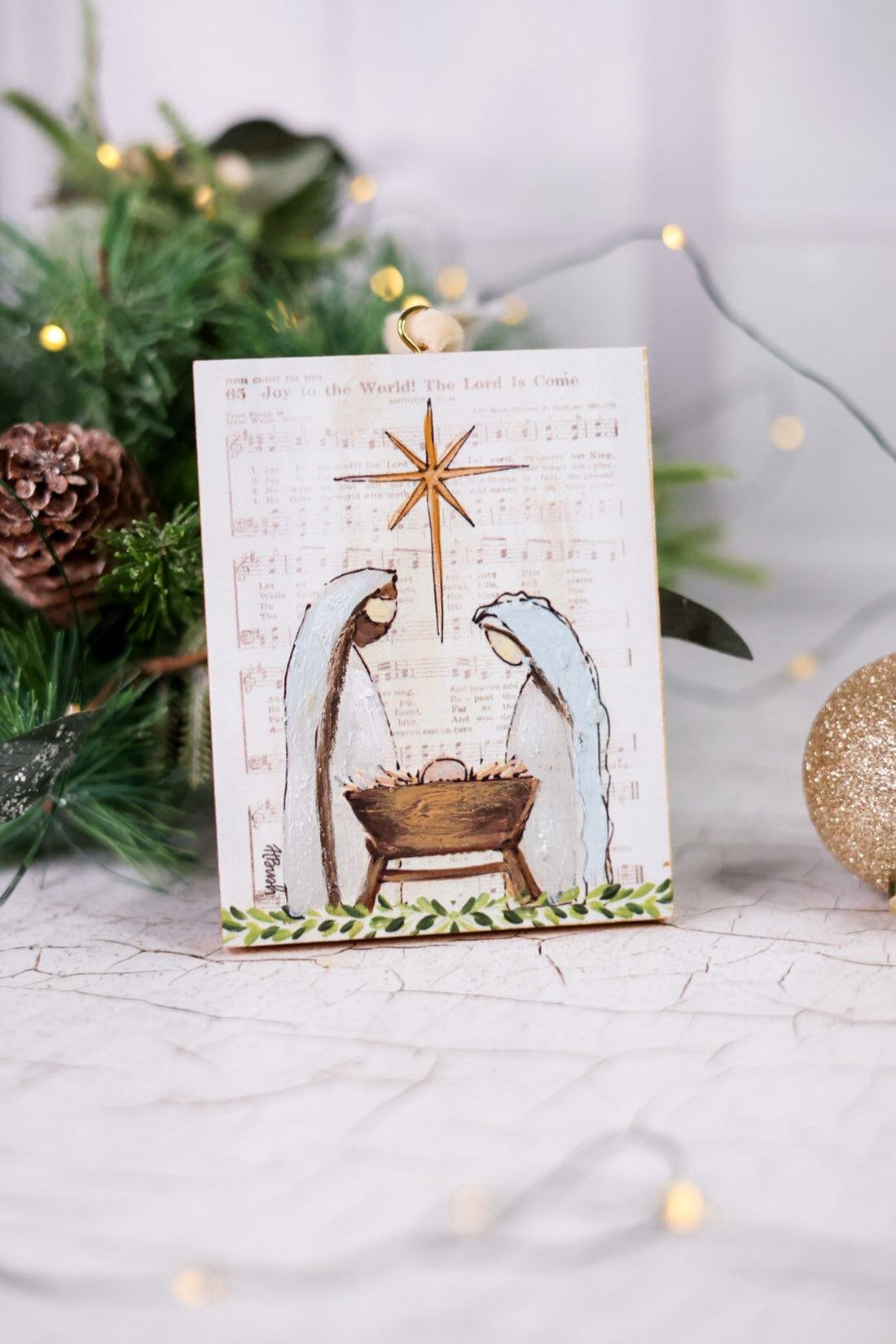Hand Painted Holy Family Ornament - Whiskey Skies - TRANSPAC