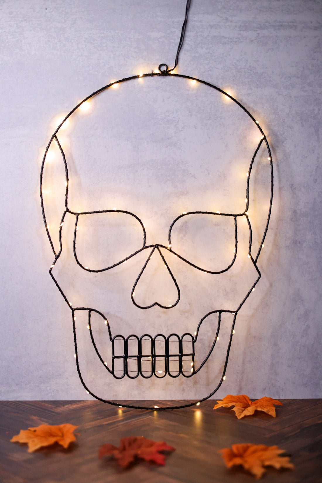 Hanging Light Up Wire Skull - Whiskey Skies - GERSON COMPANIES