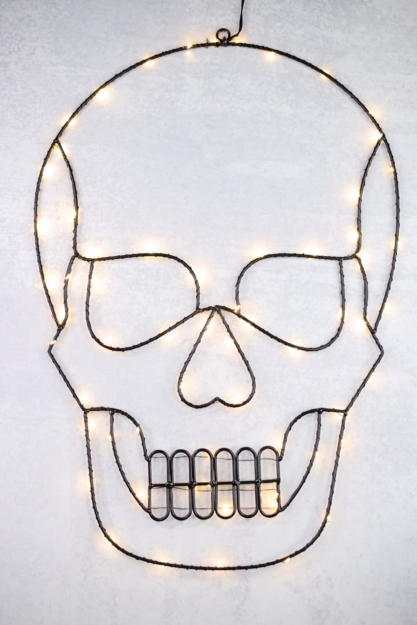 Hanging Light Up Wire Skull - Whiskey Skies - GERSON COMPANIES