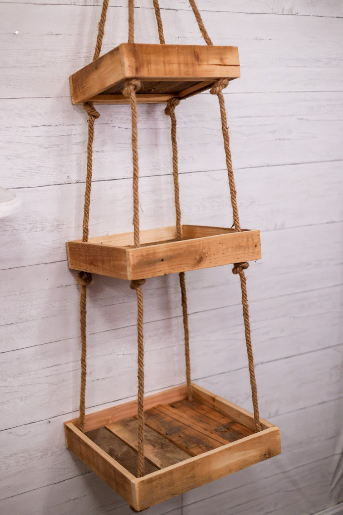 Hanging Three Tiered Wood With Rope - Whiskey Skies - KALALOU