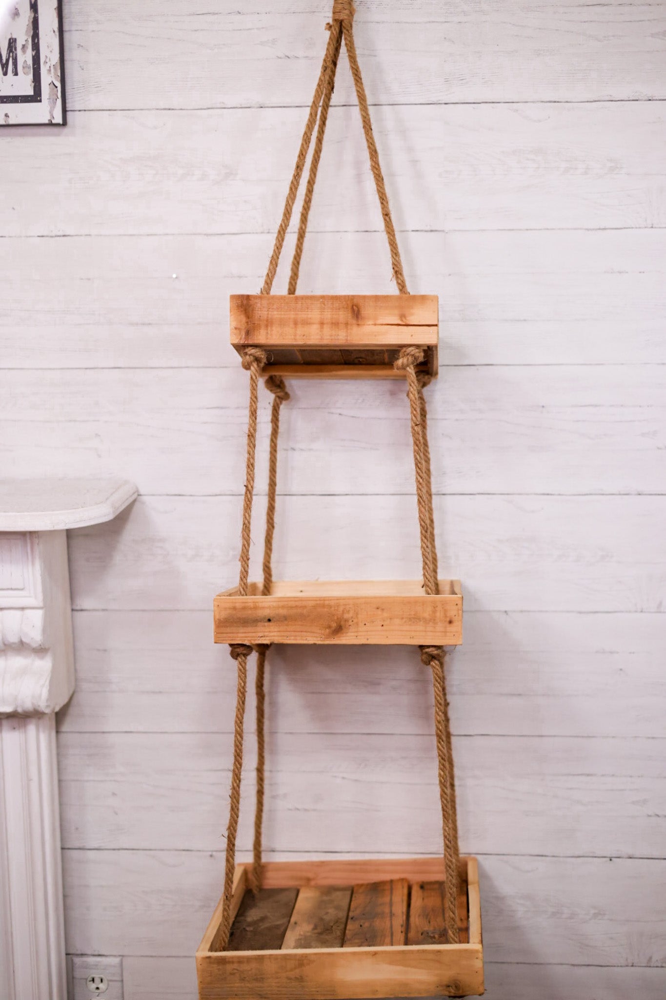 Hanging Three Tiered Wood With Rope - Whiskey Skies - KALALOU