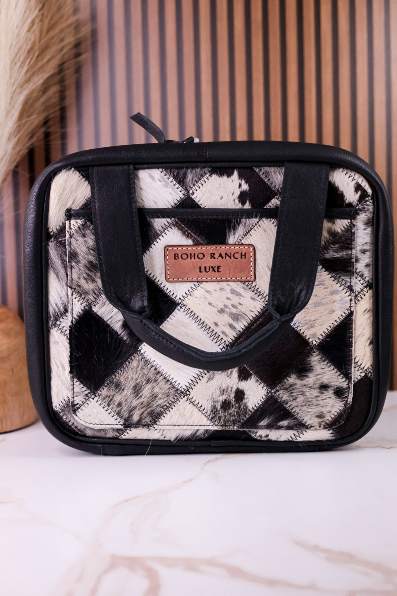 hanging toiletries travel bag Hanging Travel Toiletries Bag With Black Hairon Leather
