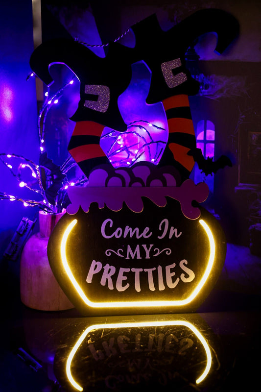 Hanging Witch Legs Sign With Glowing Outline - Whiskey Skies - SPECIAL T IMPORTS INC