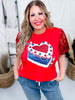 Happy Birthday America Graphic Tee with Sequin Sleeves - Whiskey Skies - SOUTHERN GRACE