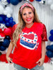 Happy Birthday America Graphic Tee with Sequin Sleeves - Whiskey Skies - SOUTHERN GRACE