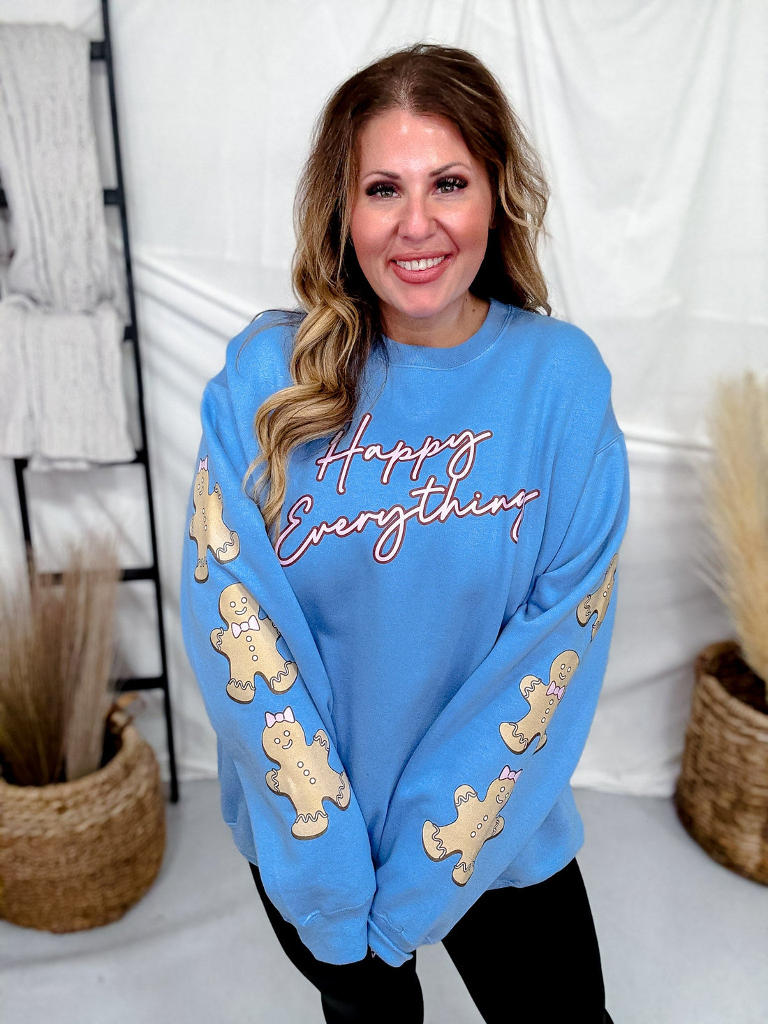 "Happy Everything" Gingerbread Sweater - Whiskey Skies - SOUTHERN BLISS COMPANY