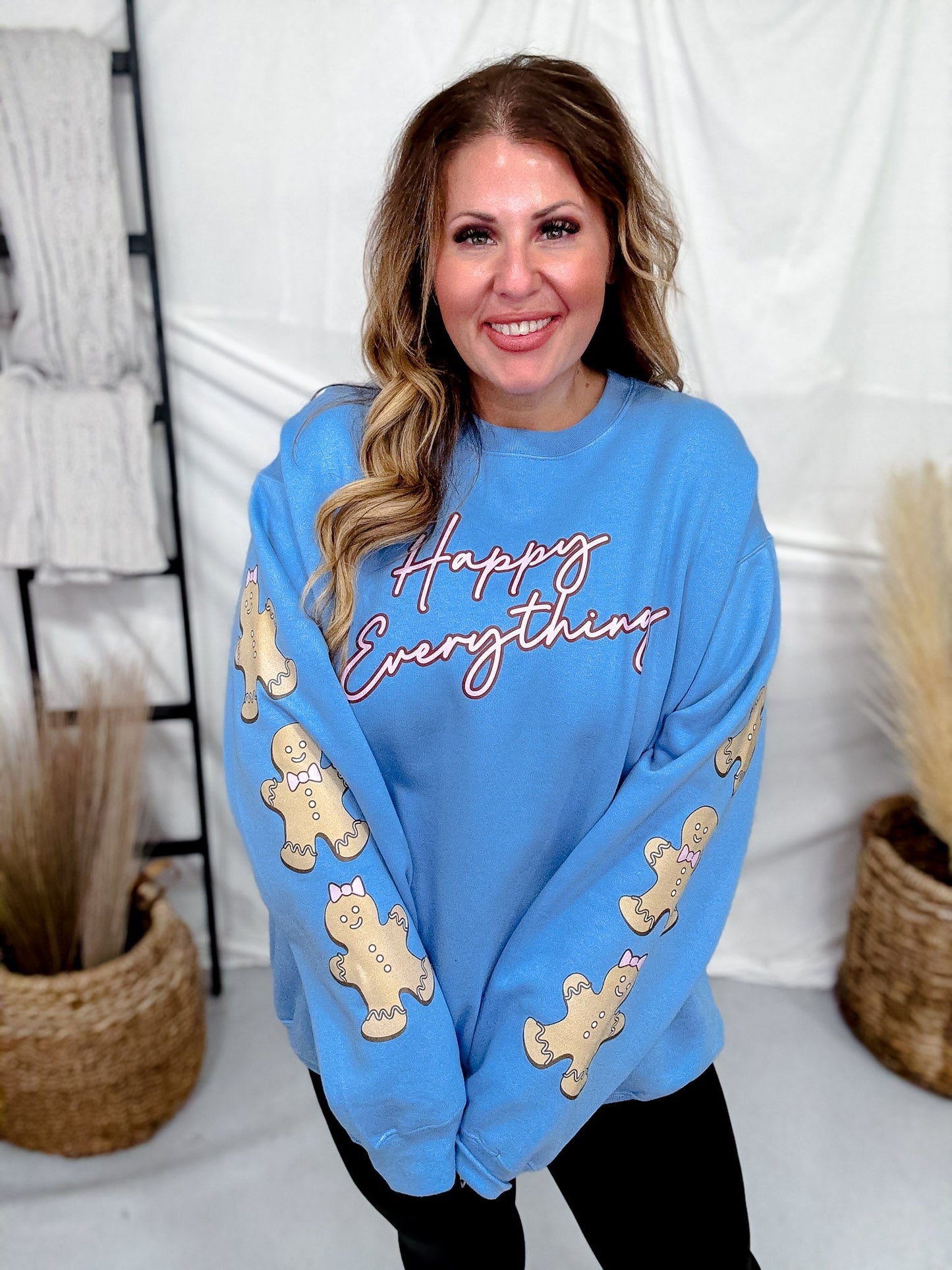 "Happy Everything" Gingerbread Sweater - Whiskey Skies - SOUTHERN BLISS COMPANY