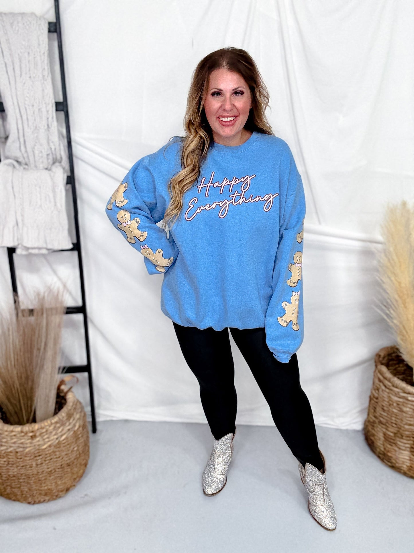 "Happy Everything" Gingerbread Sweater - Whiskey Skies - SOUTHERN BLISS COMPANY