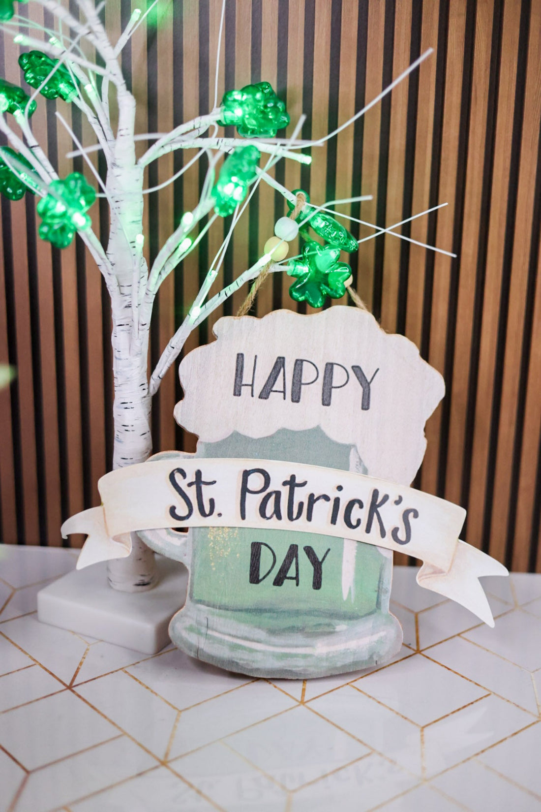 Happy St. Patrick's Day Wooden Stein Wall Sign - Whiskey Skies - HANNA'S HANDIWORKS