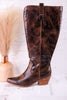 Hat's Off Espresso Crinkle Wide Calf Boots - Whiskey Skies - CORKYS FOOTWEAR