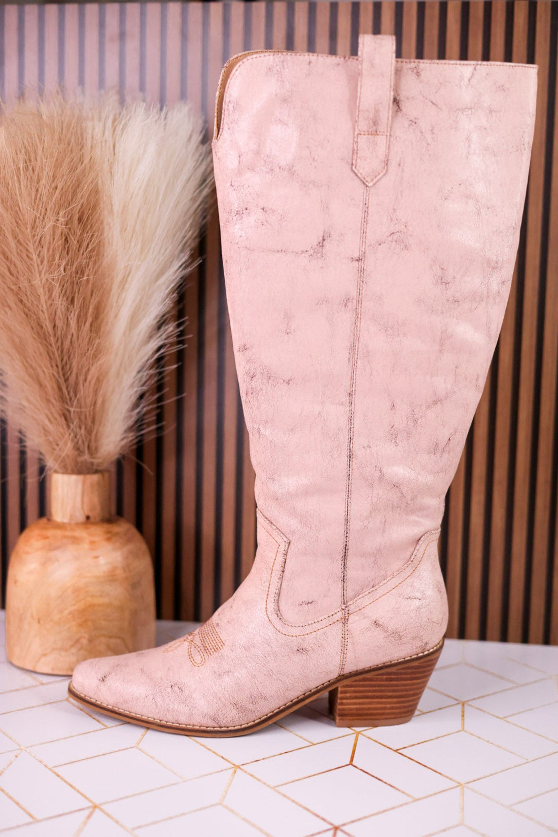 Hat's Off Putty Crackle Wide Calf Boots - Whiskey Skies - CORKYS FOOTWEAR