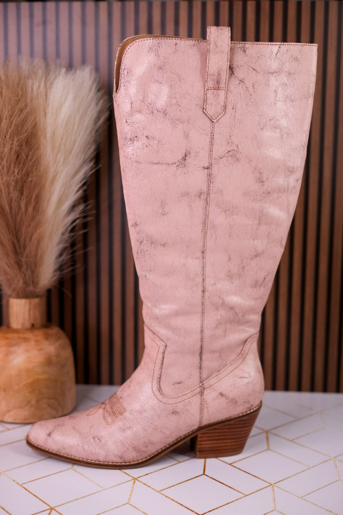 Hat's Off Putty Crackle Wide Calf Boots - Whiskey Skies - CORKYS FOOTWEAR
