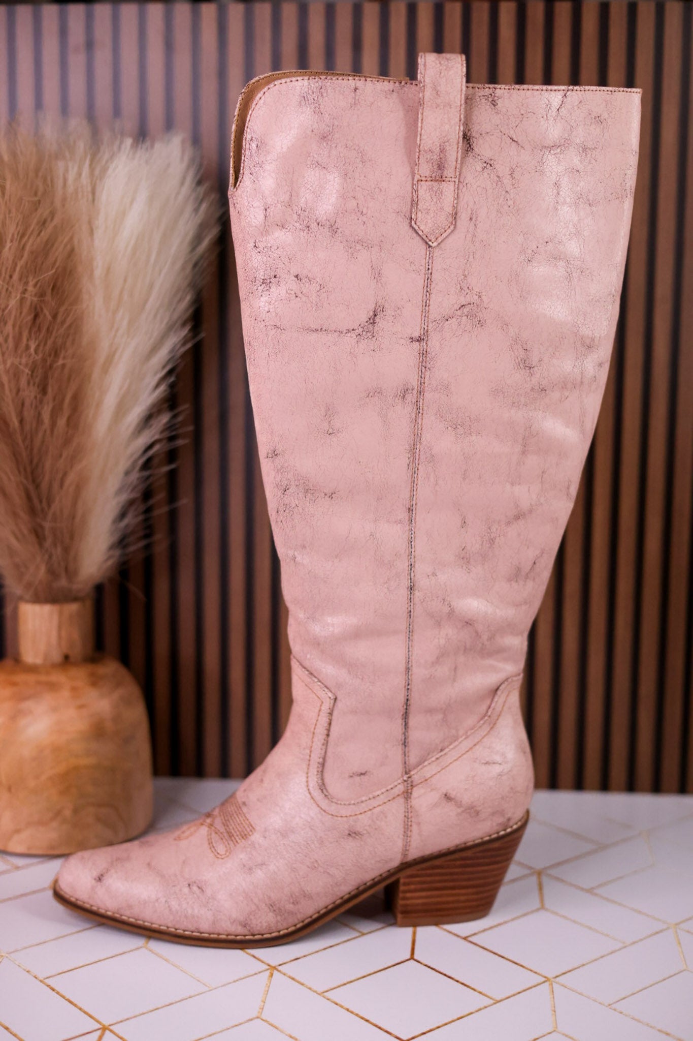 Hat's Off Putty Crackle Wide Calf Boots - Whiskey Skies - CORKYS FOOTWEAR