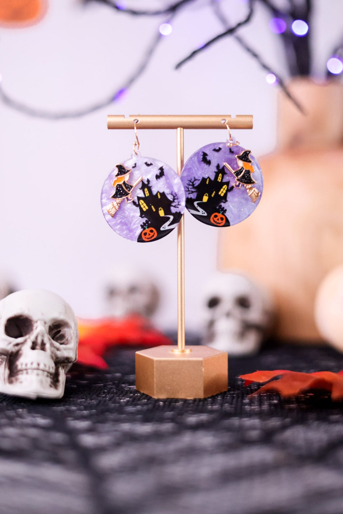 Haunted House Acrylic Earrings - Whiskey Skies - PERIWINKLE BY BARLOW