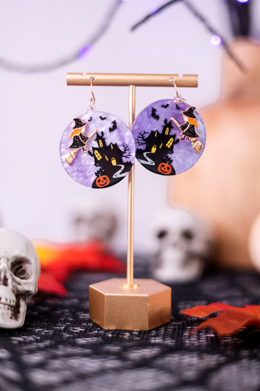 Haunted House Acrylic Earrings - Whiskey Skies - PERIWINKLE BY BARLOW