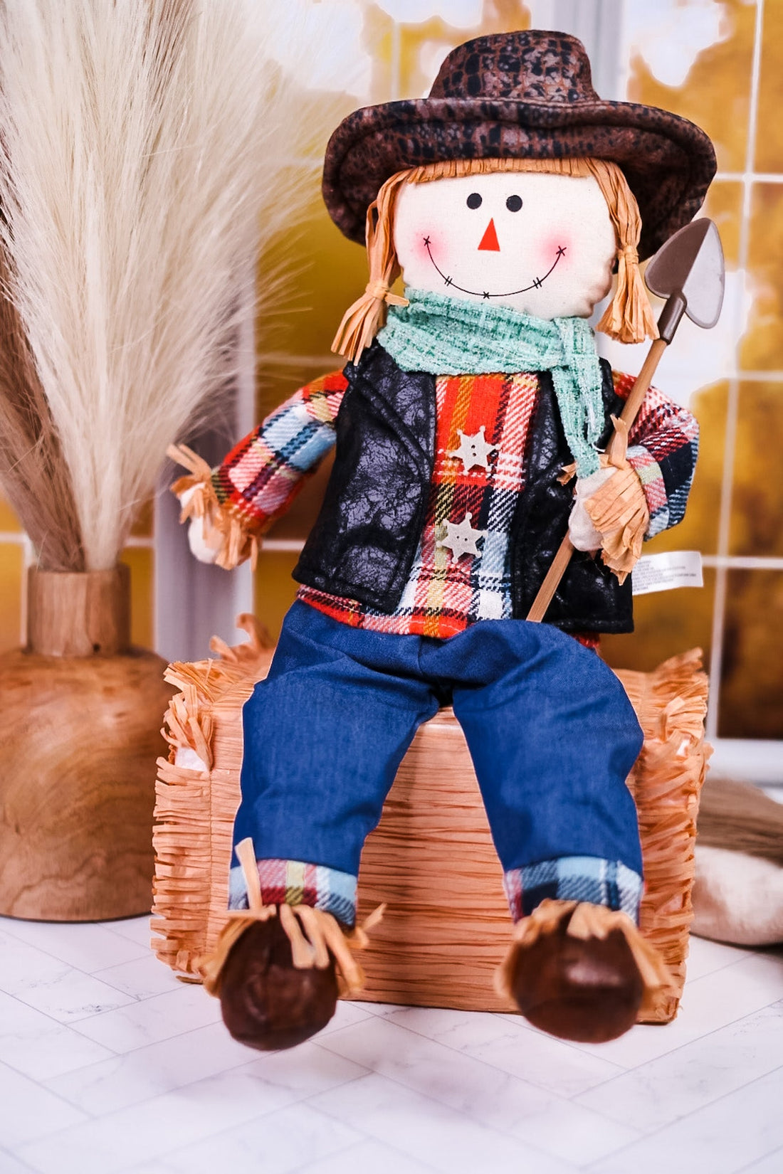 Hay Bale Scarecrow Sitter (2 Styles) - Whiskey Skies - HANNA'S HANDIWORKS