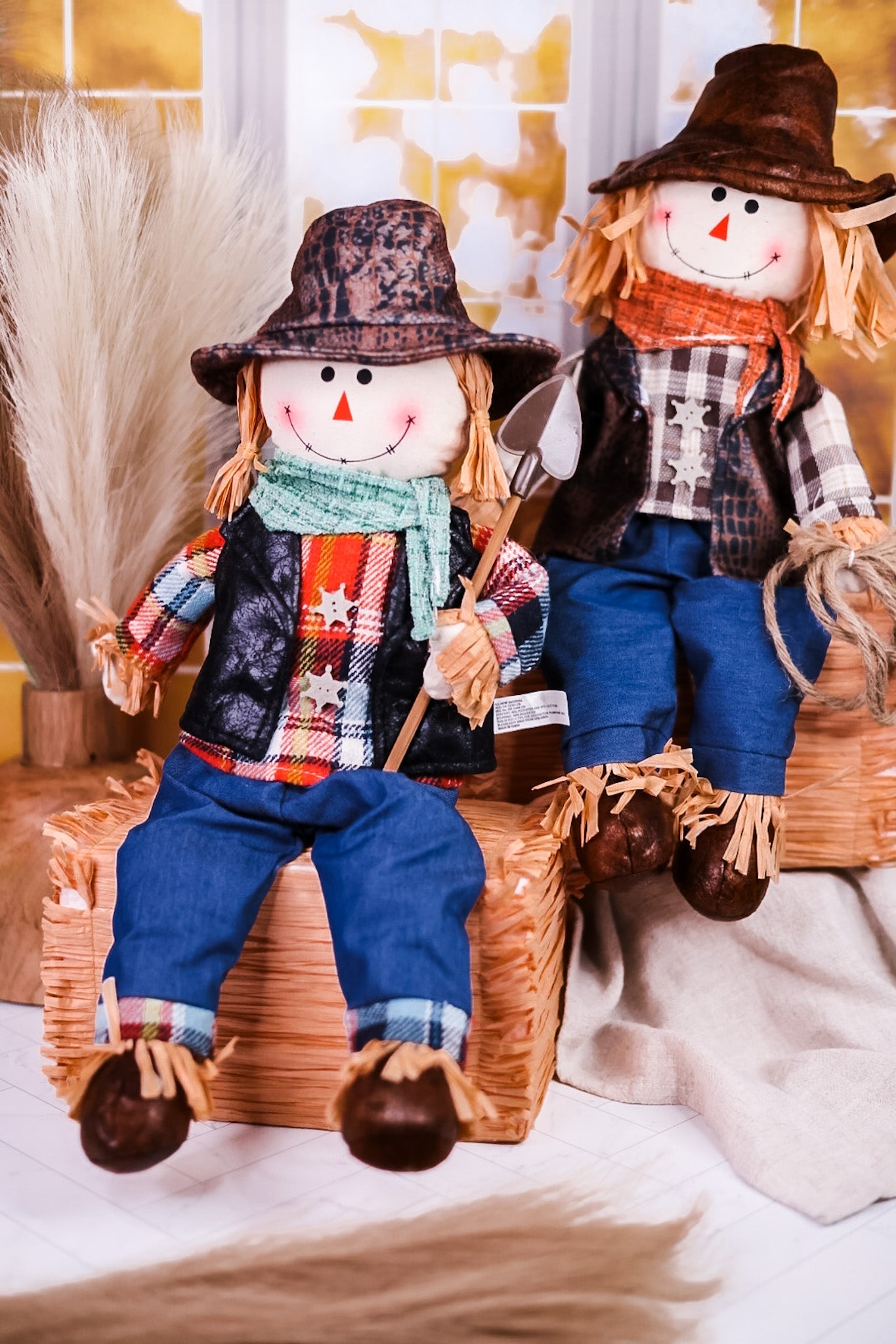 Hay Bale Scarecrow Sitter (2 Styles) - Whiskey Skies - HANNA'S HANDIWORKS