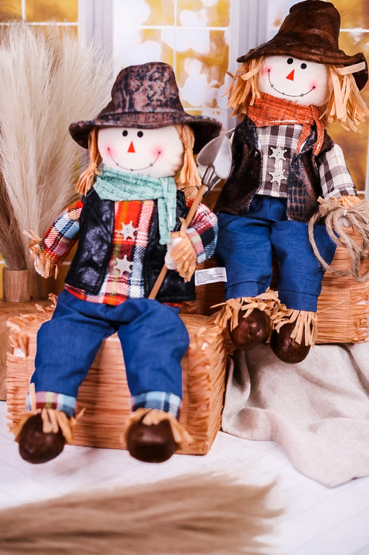 Hay Bale Scarecrow Sitter (2 Styles) - Whiskey Skies - HANNA'S HANDIWORKS