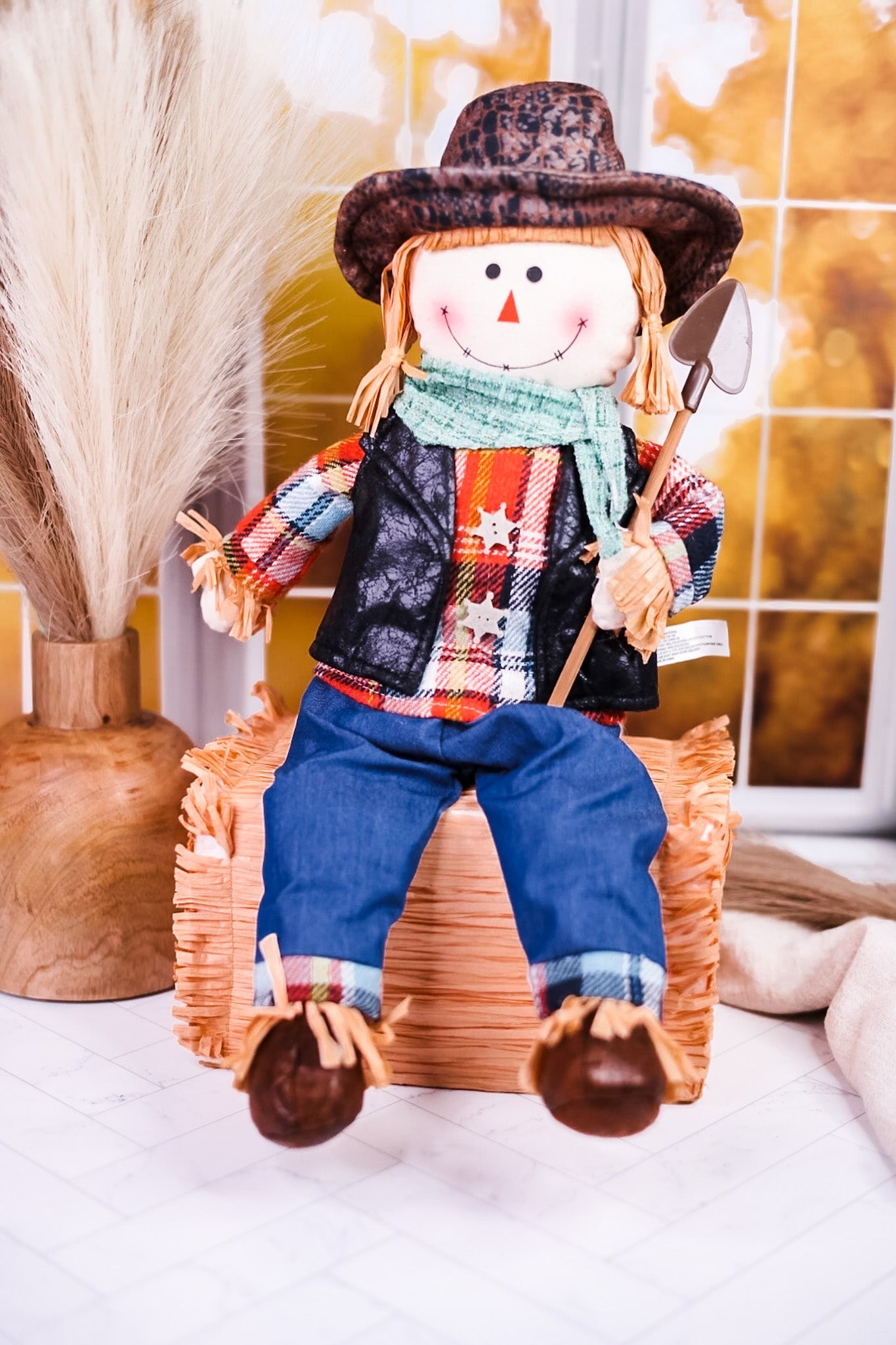 Hay Bale Scarecrow Sitter (2 Styles) - Whiskey Skies - HANNA'S HANDIWORKS