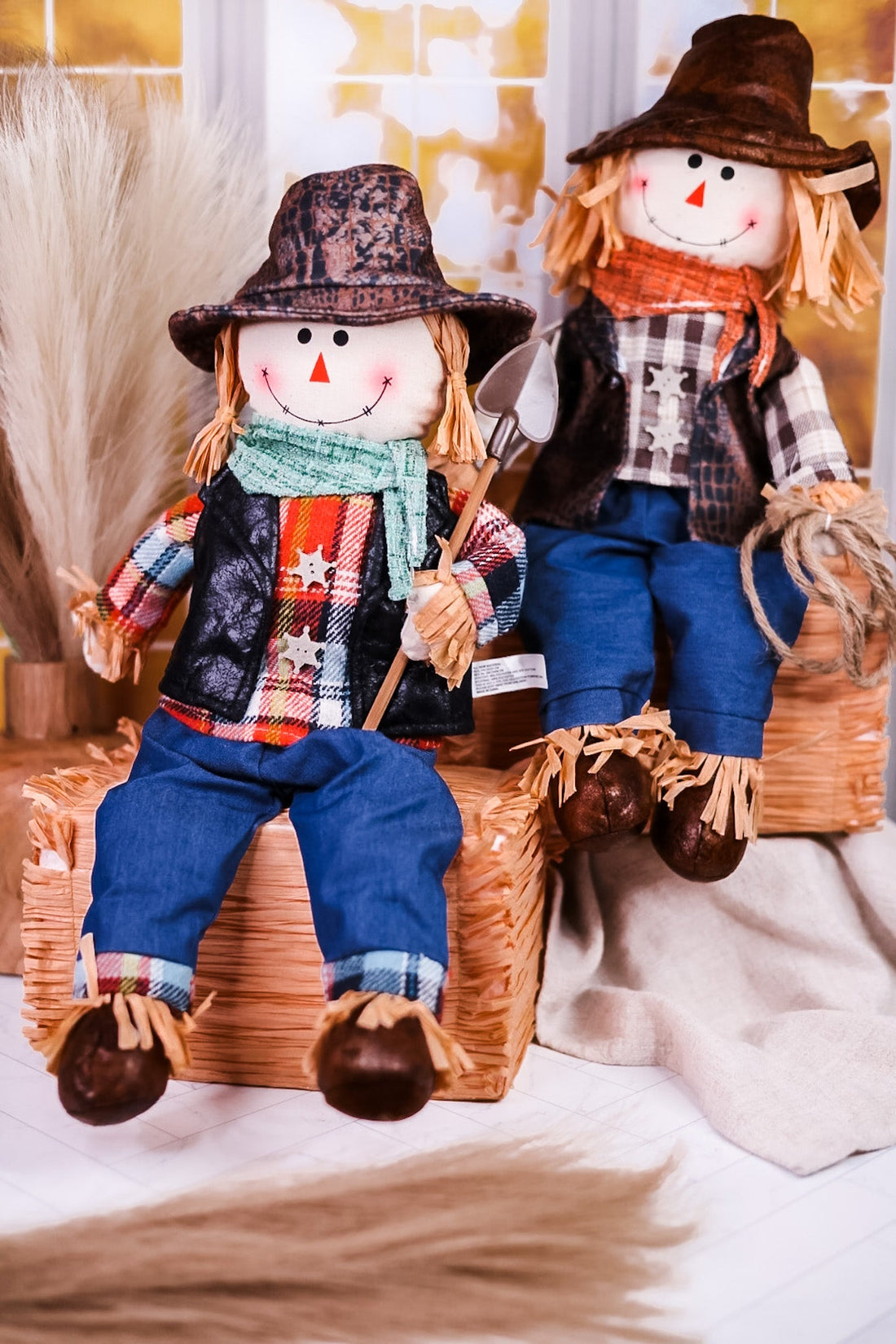 Hay Bale Scarecrow Sitter (2 Styles) - Whiskey Skies - HANNA'S HANDIWORKS