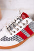 Heads Up Black & White Houndstooth Sneakers With Red Stripes - Whiskey Skies - CORKYS FOOTWEAR