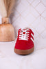Heads Up Classic Red Sneakers With Leopard Print Heel Tab - Whiskey Skies - CORKYS FOOTWEAR