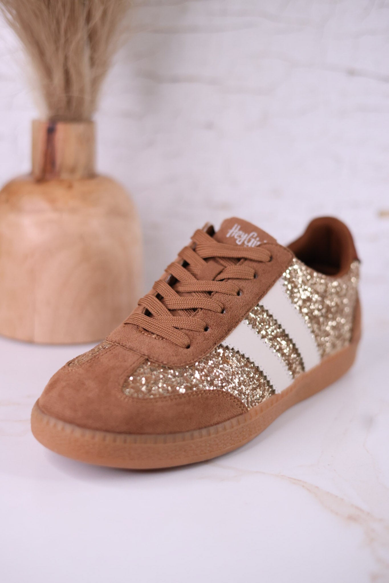 Heads Up Glitter Sneakers In Chestnut Brown - Whiskey Skies - CORKYS FOOTWEAR