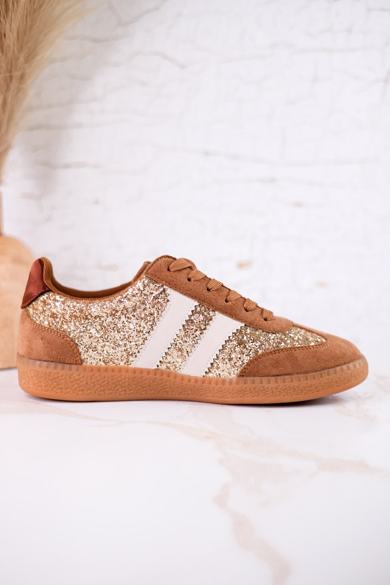 Heads Up Glitter Sneakers In Chestnut Brown - Whiskey Skies - CORKYS FOOTWEAR