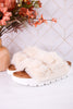 Hearsay Ivory Fur Slides - Whiskey Skies - CORKYS FOOTWEAR
